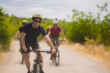 Obraz premium Blonde guy riding and smiling