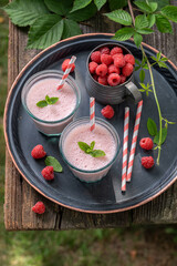 Sweet cocktail with seasonal fruit and milk.