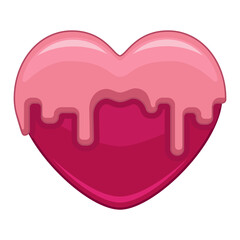 Vector drawing of candy, dessert, sweet heart with pink icing.