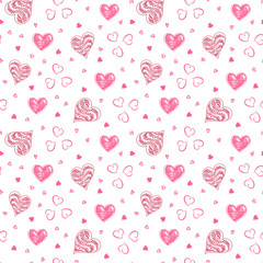 vector seamless pattern with pink hearts. delicate, spring, romantic print for fabric, holiday packaging, background