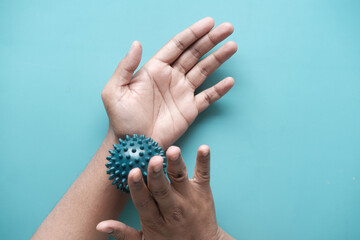 Hand and Finger Strengthening Exercises on Black Background 