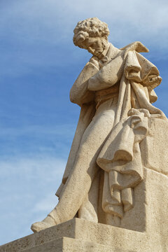 GRENOBLE, FRANCE, February 3, 2022 : Musician Hector Berlioz statue in Victor-Hugo square.