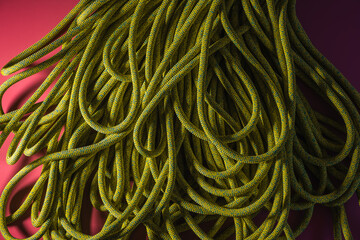 Synthetic rope lies in half rings