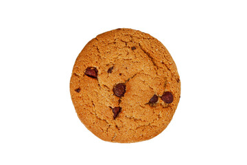 oatmeal cookies with chocolate pieces isolated on white background