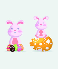 Easter rabbit with eggs