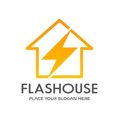 flash house vector logo template. This design use home and thunder symbol. Suitable for industrial.