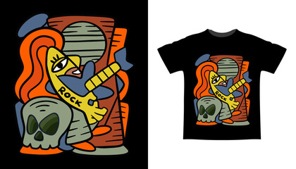 Hand drawn abstract rock music art illustration t shirt design