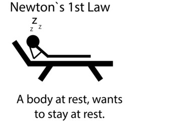 Newton’s First Law funny science quote – physics pun design for geeks and students