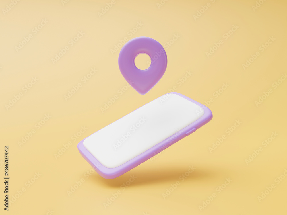 Poster smartphone and pin location navigation navigation cartoon icon or symbol online delivery transportat