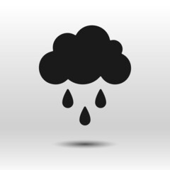 Fototapeta na wymiar Rain cloud black icon. Hand drawn simple vector. Stylized glyph isolated on white background. Best for seamless patterns, polygraphy, logo creating, mobile apps and web design.