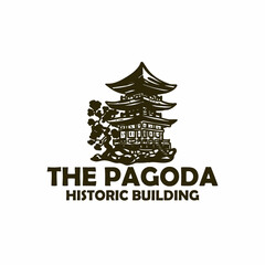 chinese pagoda building design vector
