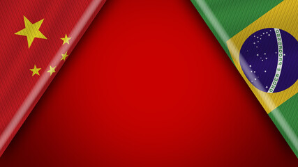 Brazil and China Chinese Flags – 3D Illustration