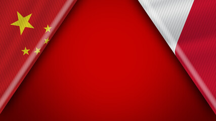 Poland and China Chinese Flags – 3D Illustration