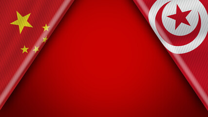 Tunisia and China Chinese Flags &ndash; 3D Illustration