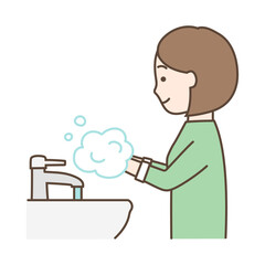 手を洗う女性