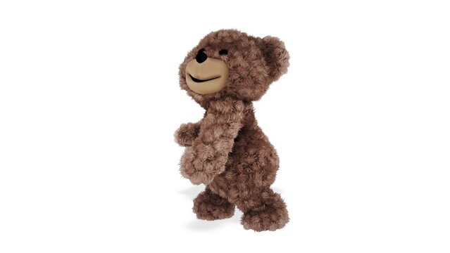 Teddy Bear Happy Dancing Looped Video White Background