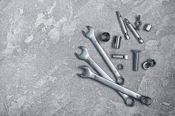 Set of steel shiny tools