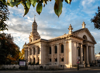 Fototapeta na wymiar Wide view of the famous medieval Parish Anglican Church St Alfenge, in the Borough of Royal Greenwich in London, UK