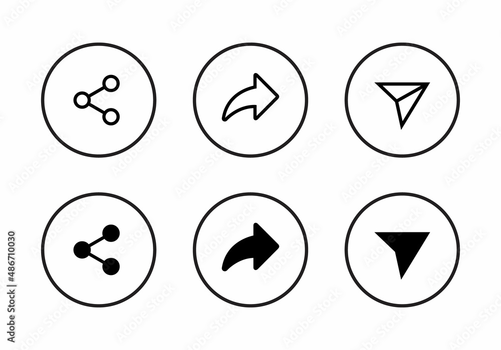 Aufkleber share icon set collection for web or mobile app