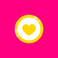 Love Icon Vector in Gold Style. Heart Sign Symbol