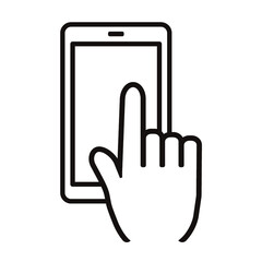 Obraz premium シンプルスマホ操作モノクロ線画アイコン/白背景
