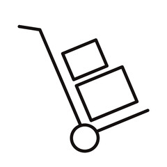 キャリーカートのシンプル線画アイコン/白背景