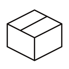 段ボール箱のシンプル線画アイコン/白背景