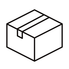 段ボール箱のシンプル線画モノクロアイコン/白背景