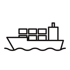 貨物船のシンプルなモノクロ線画アイコン/白背景