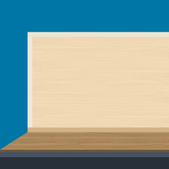 Wooden floor and wood paneling on the wall. Realistic image with wood texture. Vector illustration.