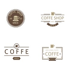 coffee shop logo template design, vintage retro