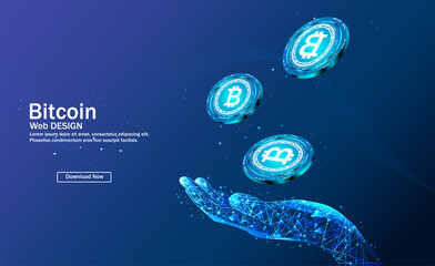 Crypto currency, virtual electronic, internet money. Bitcoin currency. Crypto coin with growth chart. International stock exchange. Network bitcoin marketing vector banner.