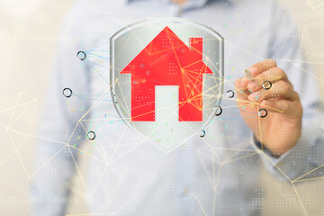 home data. Digital cyberspace with particles and Digital data network connections concept.