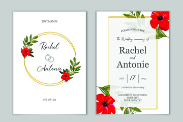 set of invitation with roses