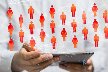 abstract lines with dots over dark background.