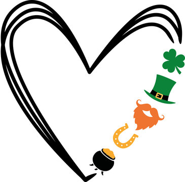 st patricks heart shamrock clover gold pot lucky