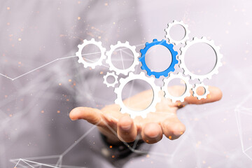 gear system data. Connecting lines and dots.Big data visualization