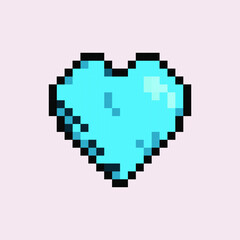 pixel heart pixel art main blue color