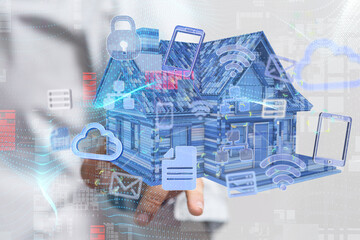 house. data Big data visualization background.Abstract technology