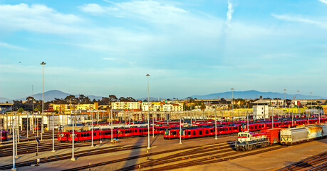 An image of the train yard in San Diego, CA,United States.