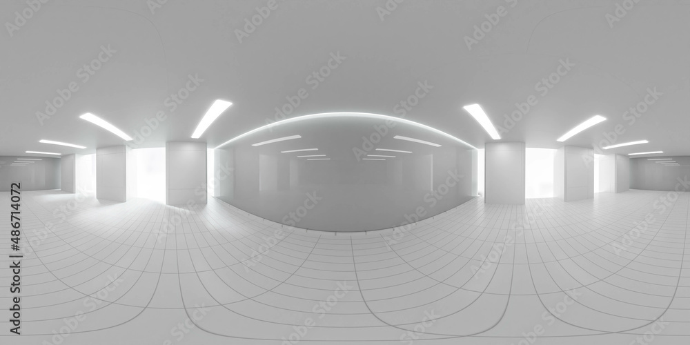 Poster 360 degree full panorama environment map of empty white production hall laboratory science lab techn
