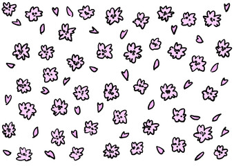 満開の桜の背景　桜吹雪