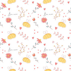 Valentine day bee love amazing pattern