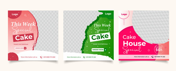 special cake banner for social media template post	