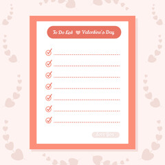 To Do List and Note concept illustration in Valentine's day.