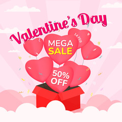Sale Banner of happy valentines day from february 14 vector illustration.