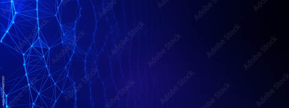 Poster neon background frame. texture of chaotic wave with dots, particles, glowing stars. design plexus li