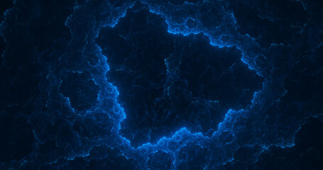 Abstract blue fractal fantastic clouds. Digital art. 3d rendering.