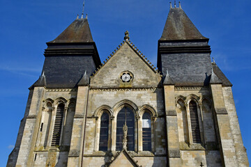 Fototapeta na wymiar Gournay en Bray; France - october 8 2021 : Saint Hildevert collegiate church