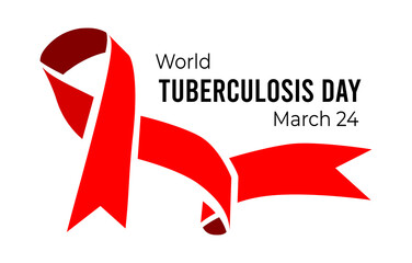 World Tuberculosis Day. Illustration with ribbon on white